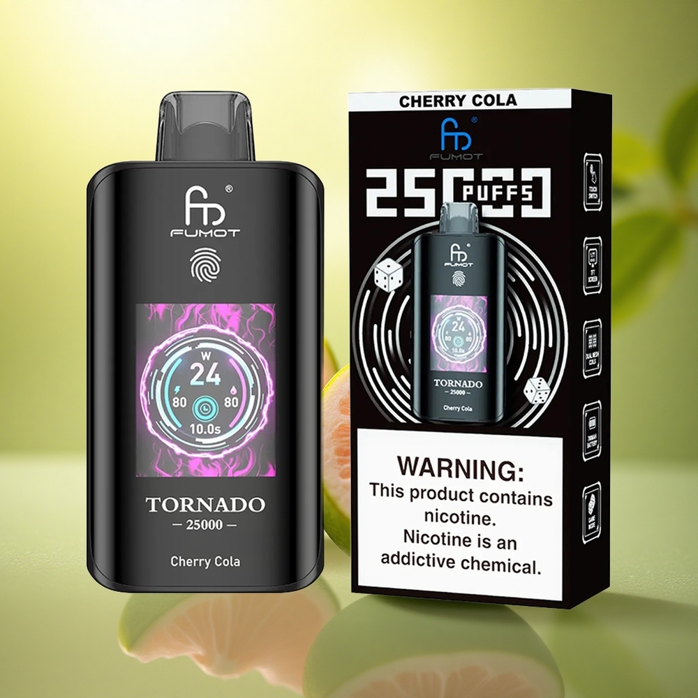 Fumot Tornado 25000 Puffs Cola Cerise Écran HD 700mAh 5% Nicotine