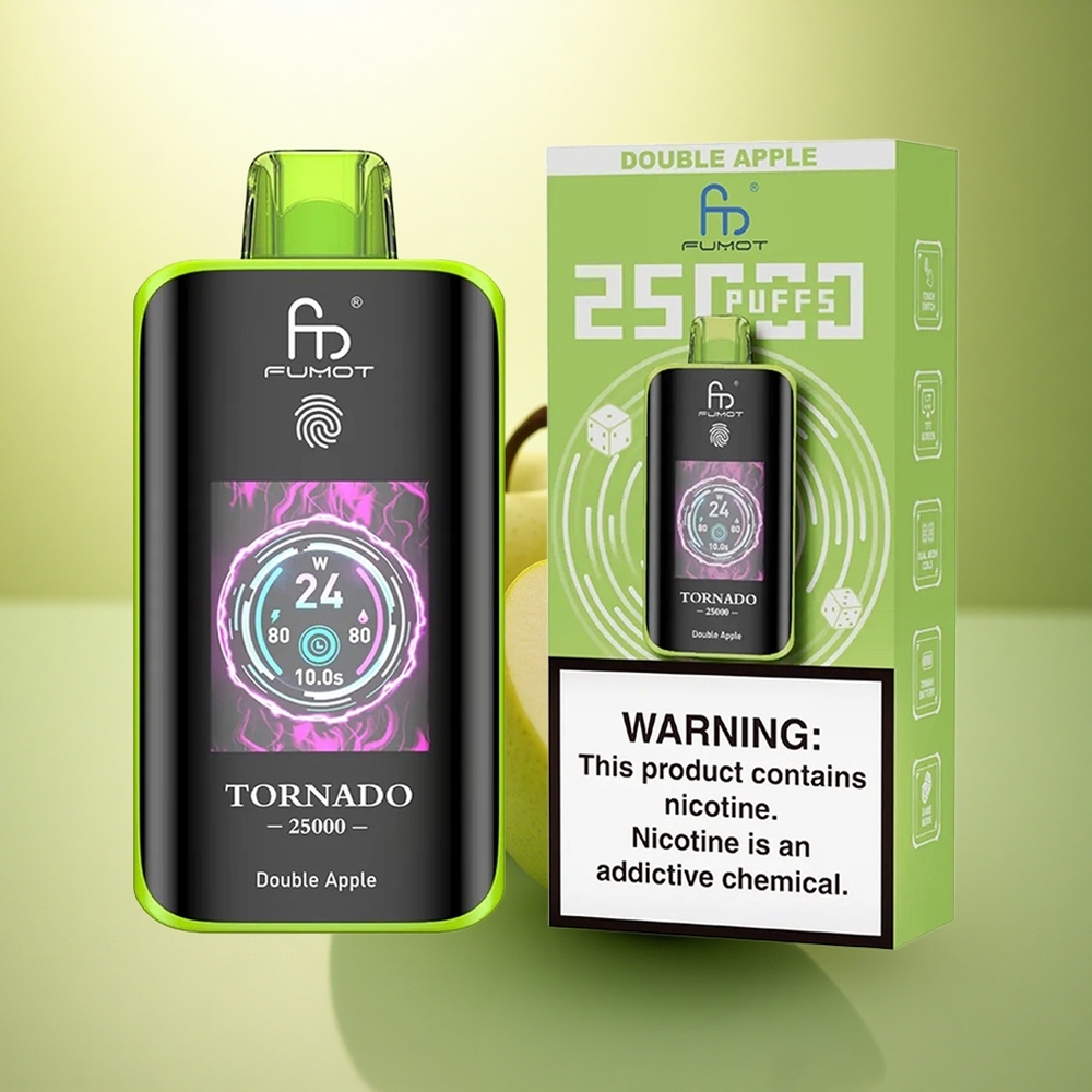 Fumot Tornado 25000 Puffs Double Pomme Écran HD 700mAh 20ml Nicotine