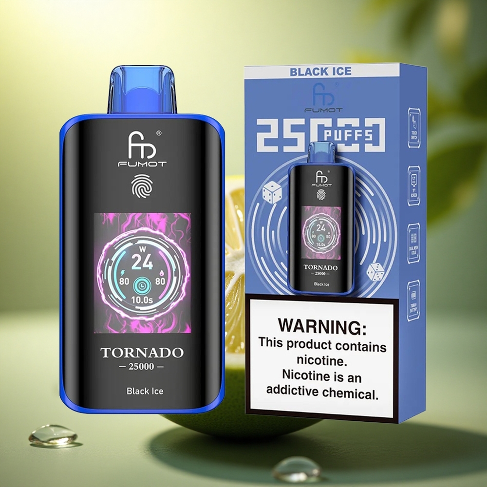 Fumot Tornado 25000 Puffs Glace Noire Écran HD 700mAh 20ml Nicotine