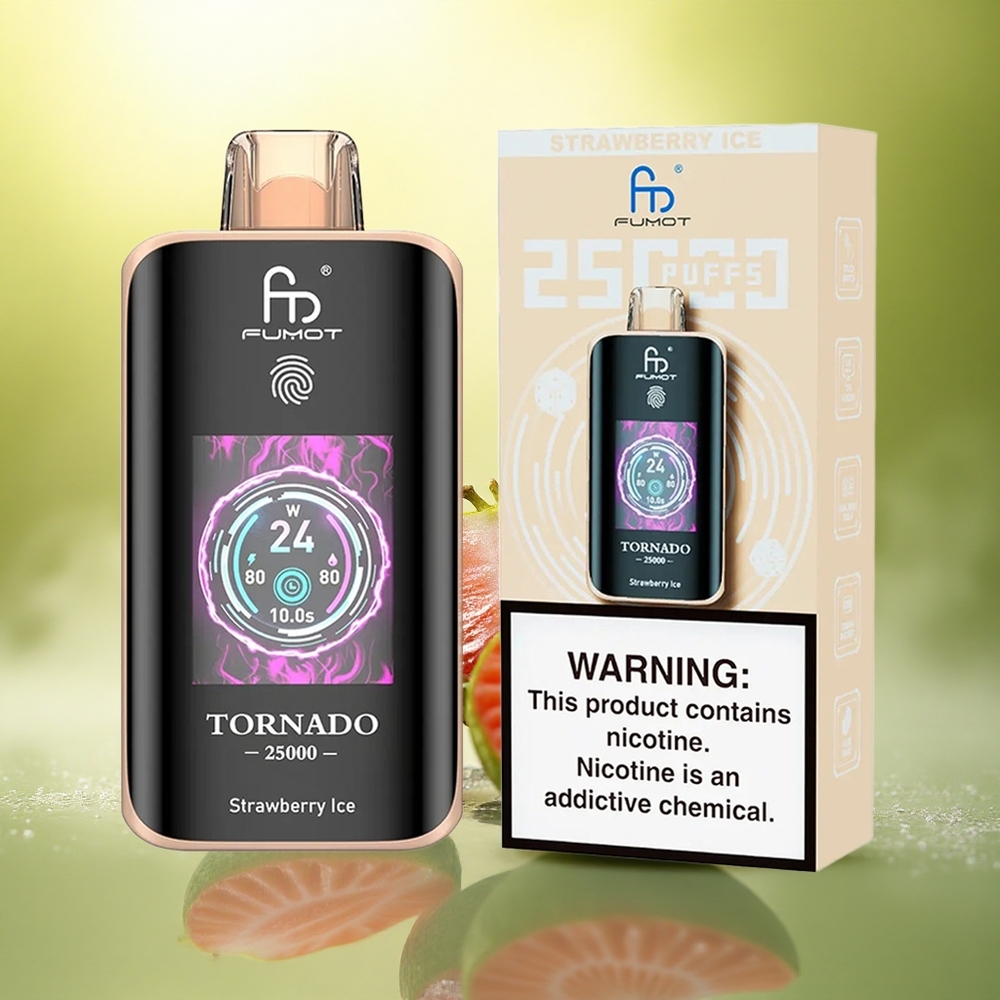 Fumot Tornado 25000 Puffs Glace à la Fraise avec Ecran HD et Batterie 700mAh