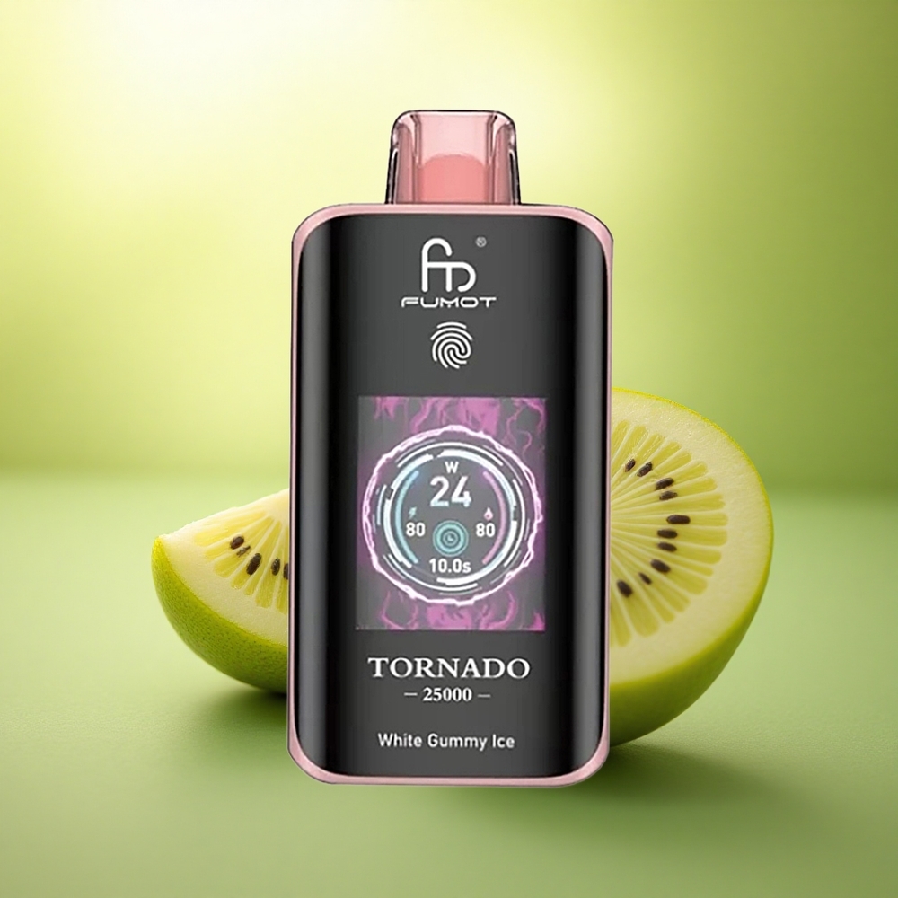 Fumot Tornado 25000 Puffs Kiwi Fruit de la Passion Goyave Écran HD Batterie 700mAh Nicotine 0/2%/3%/5%