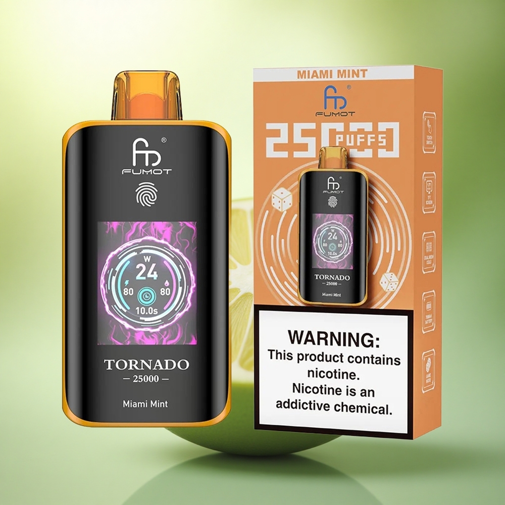 Fumot Tornado 25000 Puffs Miami Menthe Écran HD Batterie 700mAh