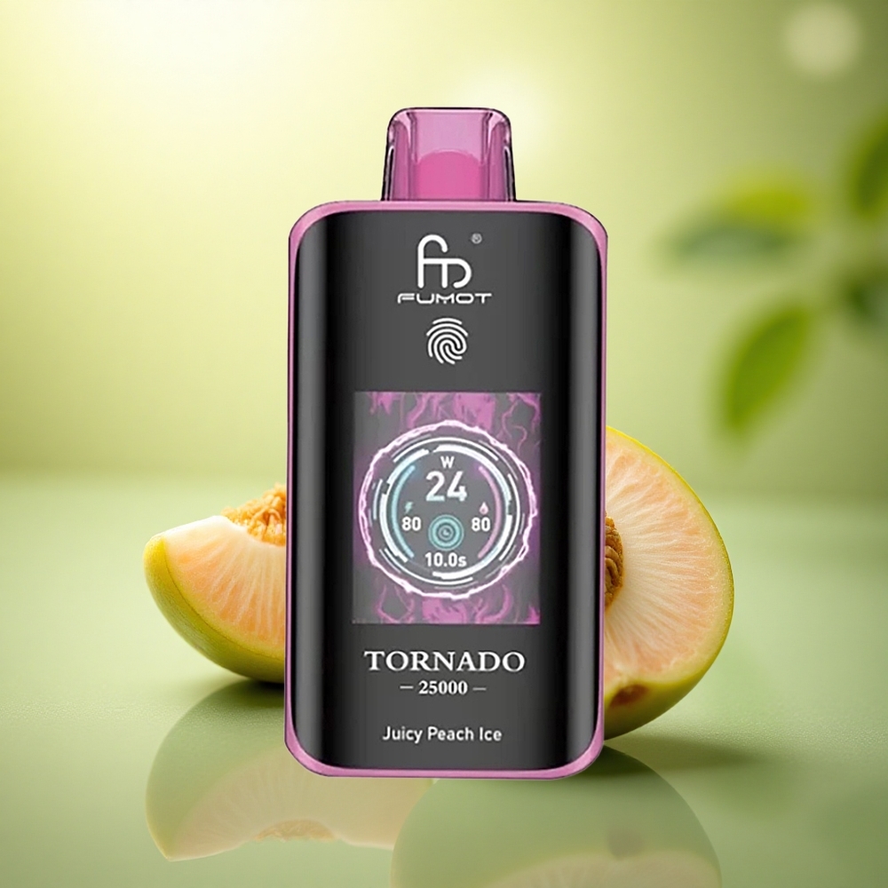Fumot Tornado 25000 Puffs Pêche Juteuse Glace avec Écran HD et Batterie 700mAh