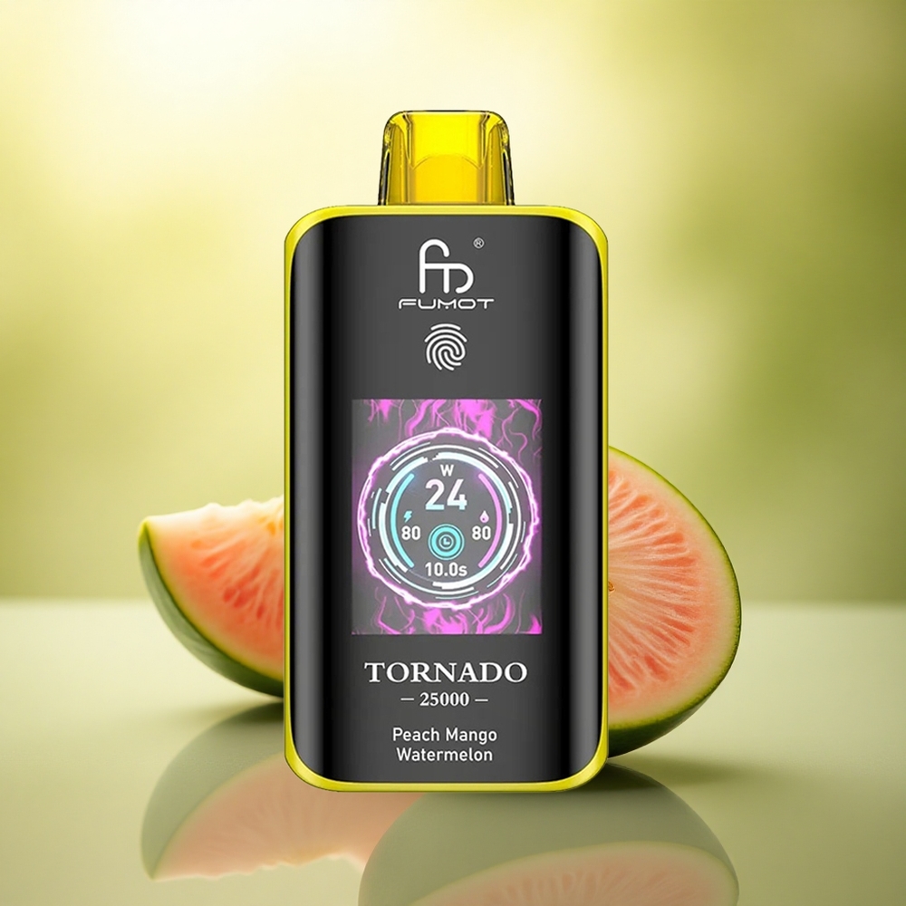 Fumot Tornado 25000 Puffs Pêche Mangue Pastèque Écran HD 700mAh 5% Nicotine