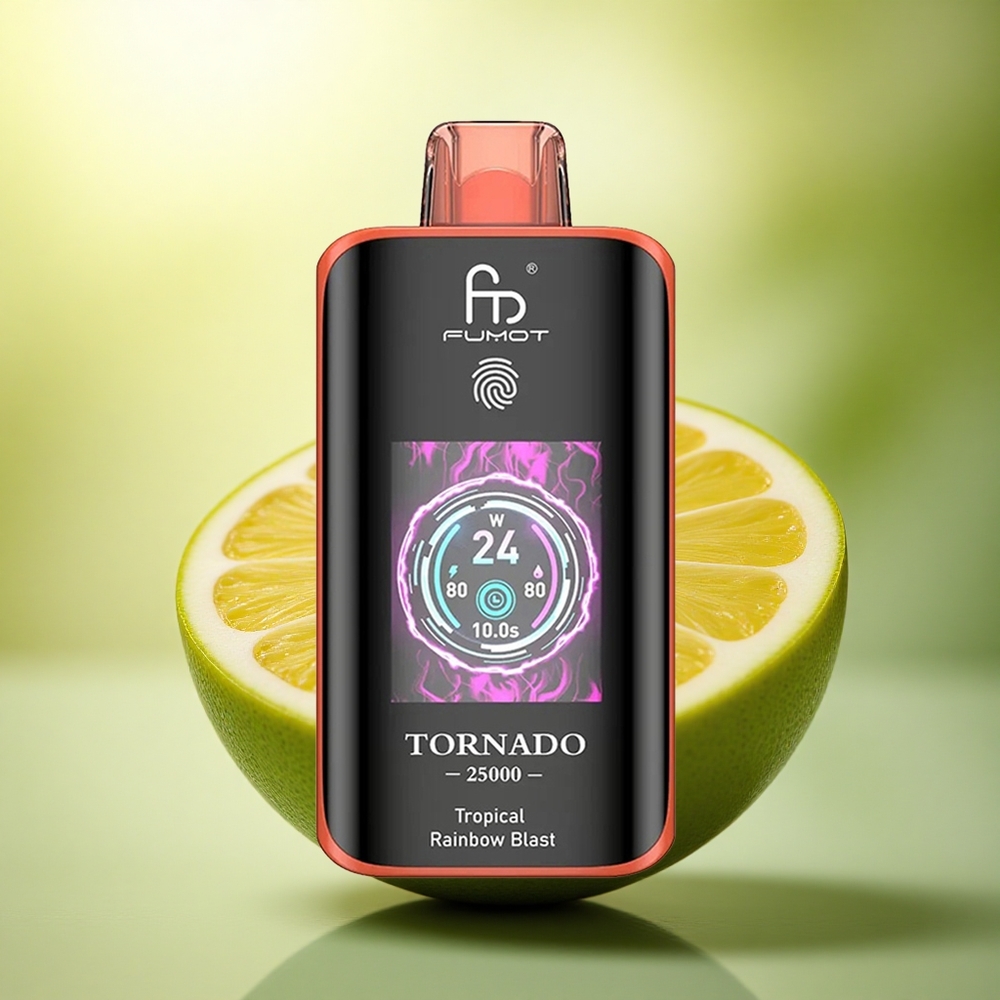 Fumot Tornado 25000 Puffs Éclat Arc-en-Ciel Tropical avec Écran HD et Batterie 700mAh