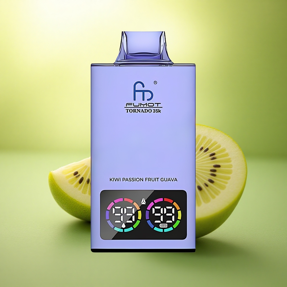 Fumot Tornado 35000 Puffs Kiwi Fruit de la Passion Goyave Double Mesh Lumière RGB 700mAh