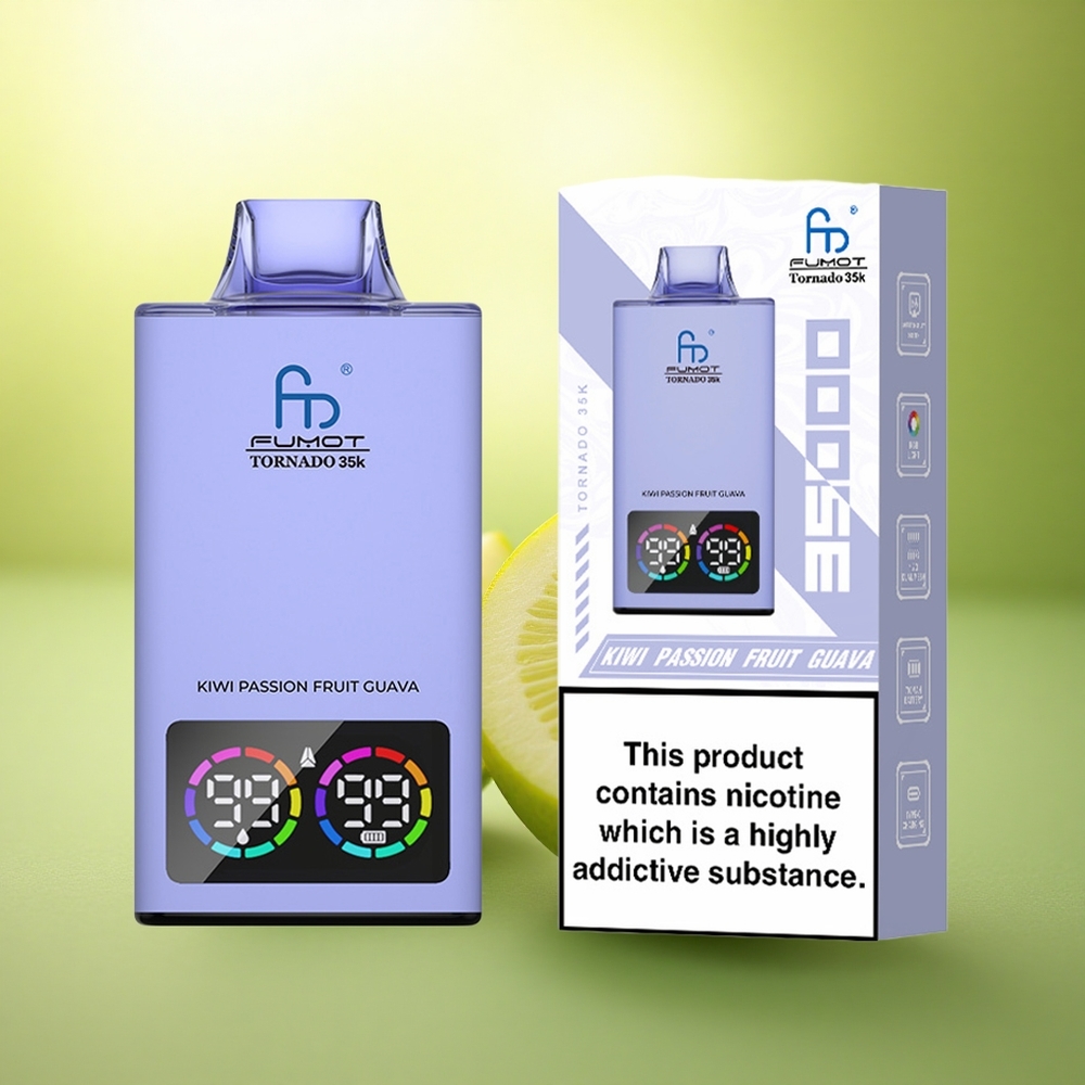 Fumot Tornado 35000 Puffs Kiwi Fruit de la Passion Goyave Double Mesh Lumière RGB 700mAh
