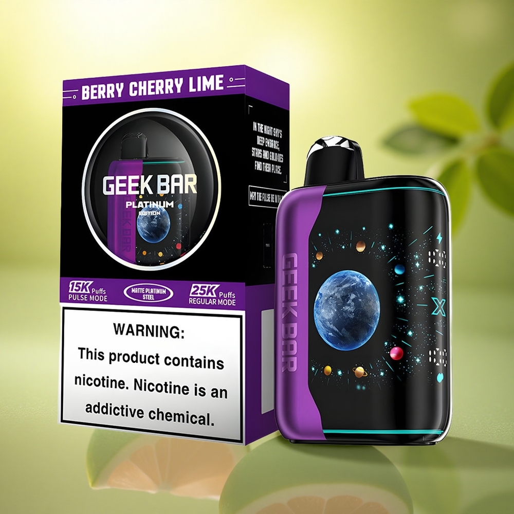 GEEK BAR Platinum Edition 25000 Puffs Baie Cerise Citron Vert avec 20mL de E-Liquide et 2% de Nicotine