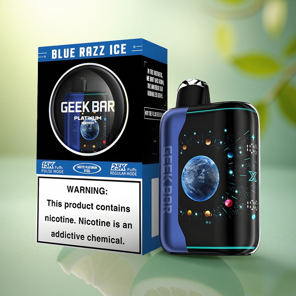 GEEK BAR Platinum Edition 25000 Puffs Glace Bleue Framboise avec 2% nicotine et recharge rapide USB-C