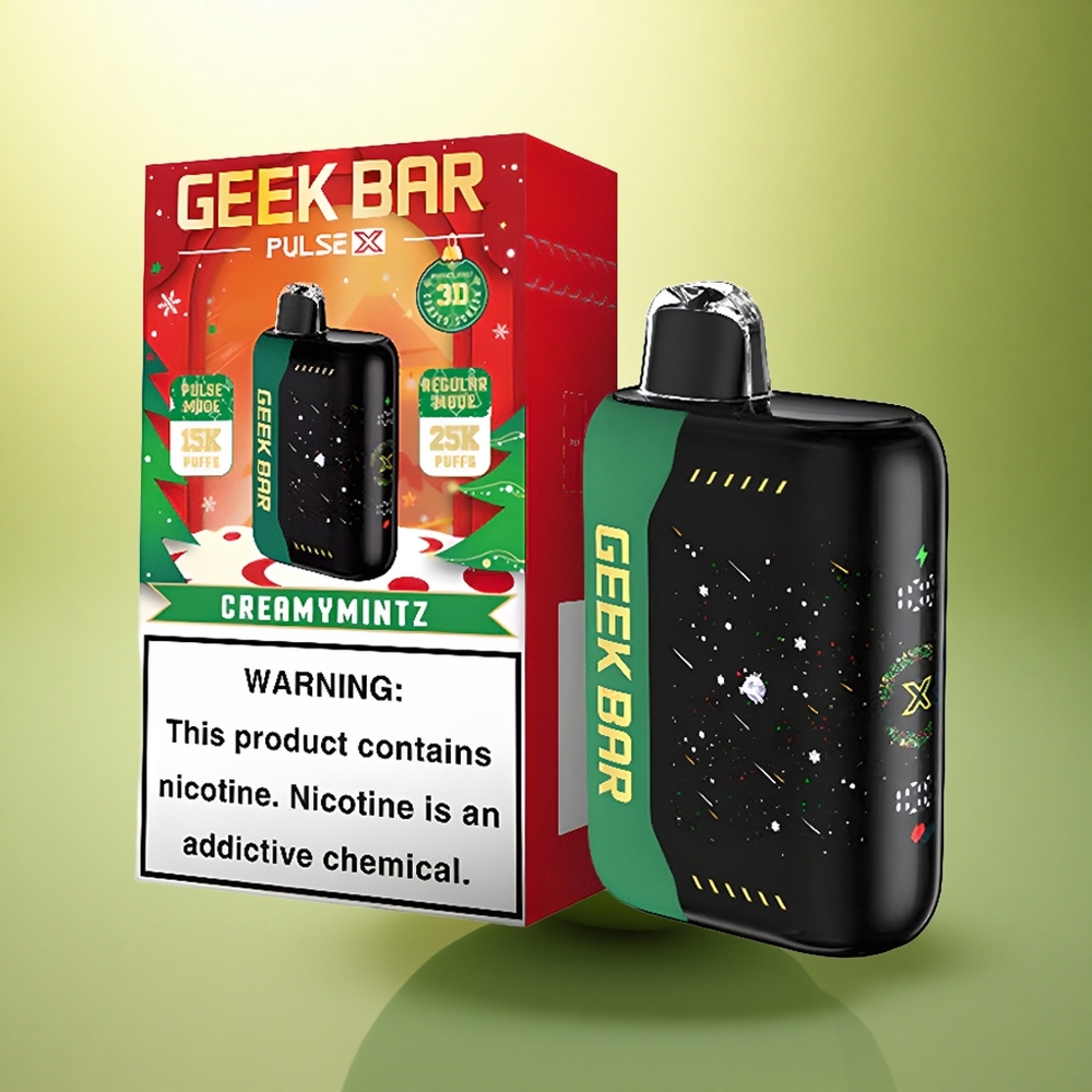 GEEK BAR Pulse X 25000 Puffs Édition Noël avec écran incurvé 3D et 18mL de e-liquide