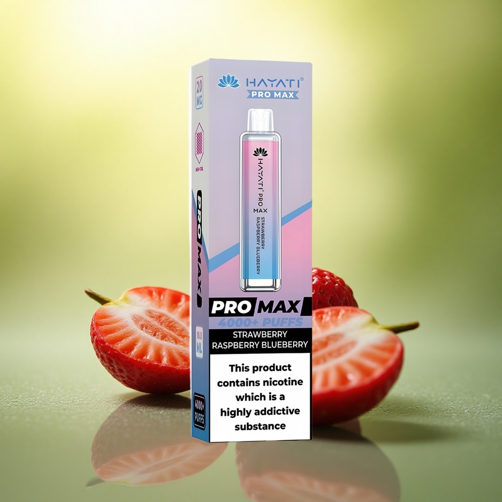 Hayati Pro Max 4000 Puffs Fraise Framboise Myrtille Rechargeable 1400mAh 2ml