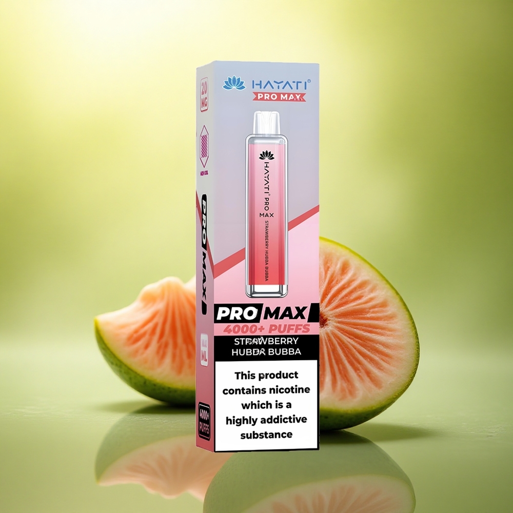 Hayati Pro Max 4000 Puffs Fraise Hubba Bubba Double Résistance 1400mAh
