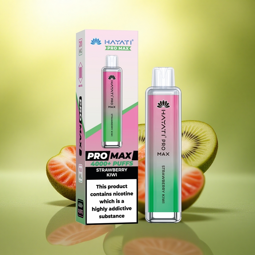 Hayati Pro Max 4000 Puffs Fraise Kiwi Rechargeable 1400mAh Dual Mesh Coil