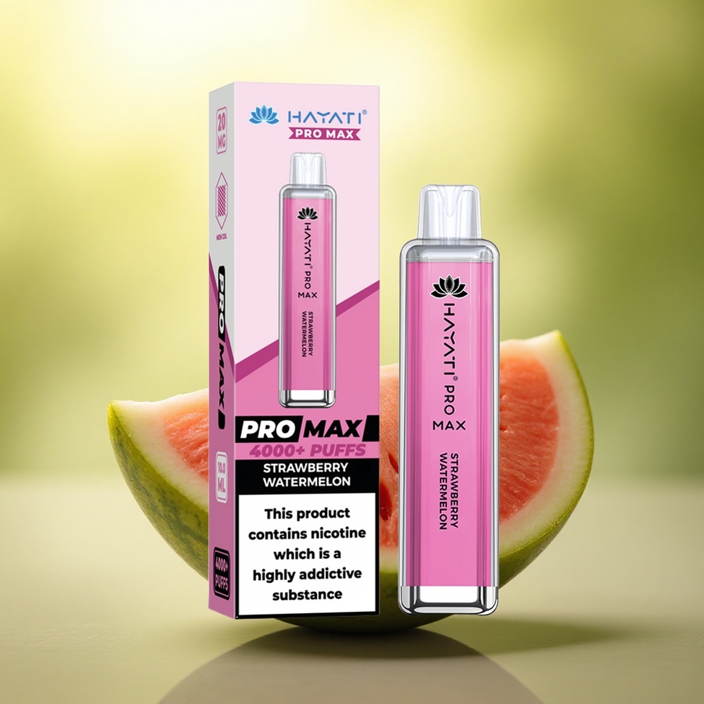 Hayati Pro Max 4000 Puffs Fraise Pastèque Rechargeable 1400mAh Dual Mesh Coil