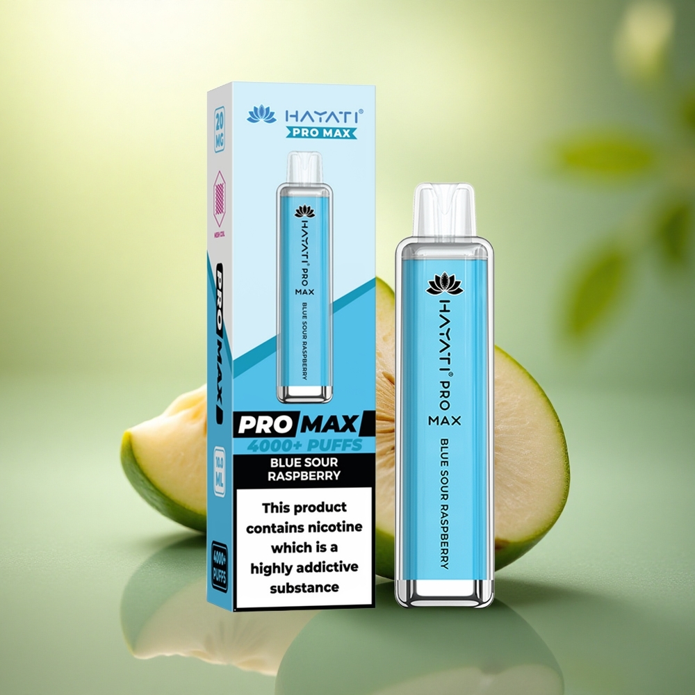 Hayati Pro Max 4000 Puffs Framboise Acidulée Bleue Rechargeable 1400mAh 2ml