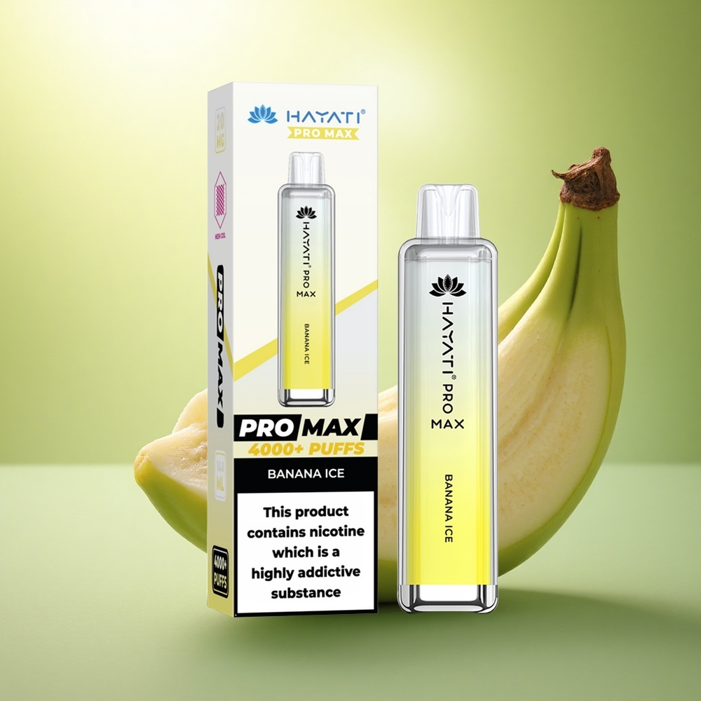 Hayati Pro Max 4000 Puffs Glace Banane Rechargeable 1400mAh Dual Mesh 2ml