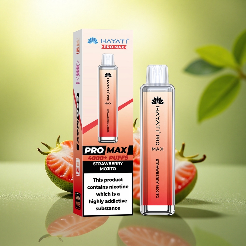Hayati Pro Max 4000 Puffs Mojito Fraise Rechargeable 1400mAh Dual Mesh