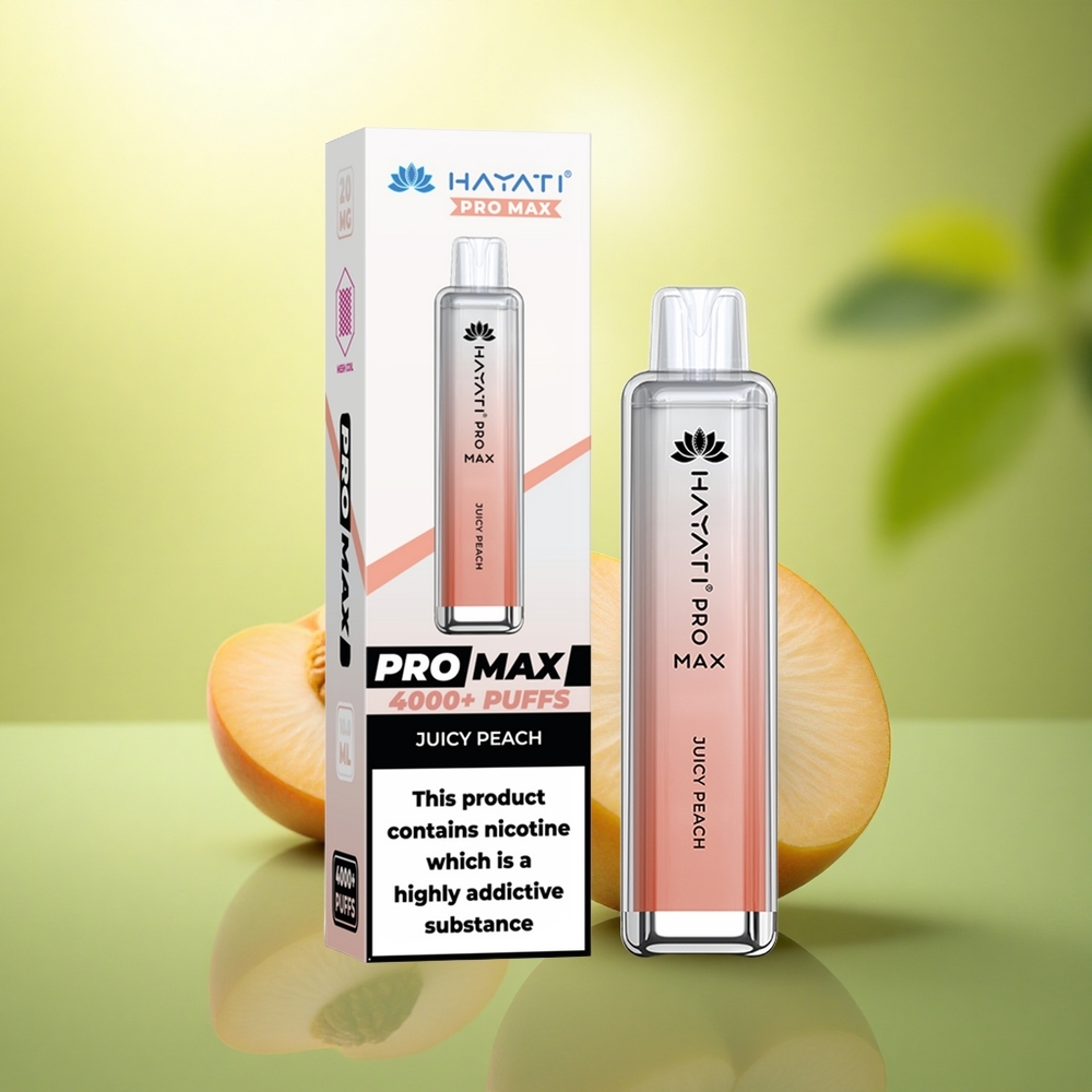 Hayati Pro Max 4000 Puffs Pêche Juteuse Rechargeable 1400mAh Dual Coil