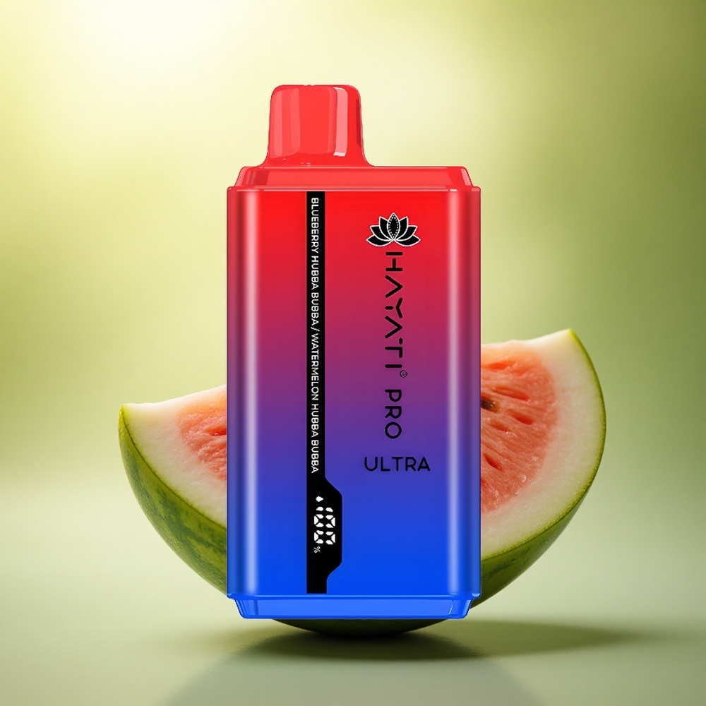 Hayati Pro Ultra 15000 Puffs Baie Bleue Bubba Melon D'eau avec 850mAh et 2% de nicotine