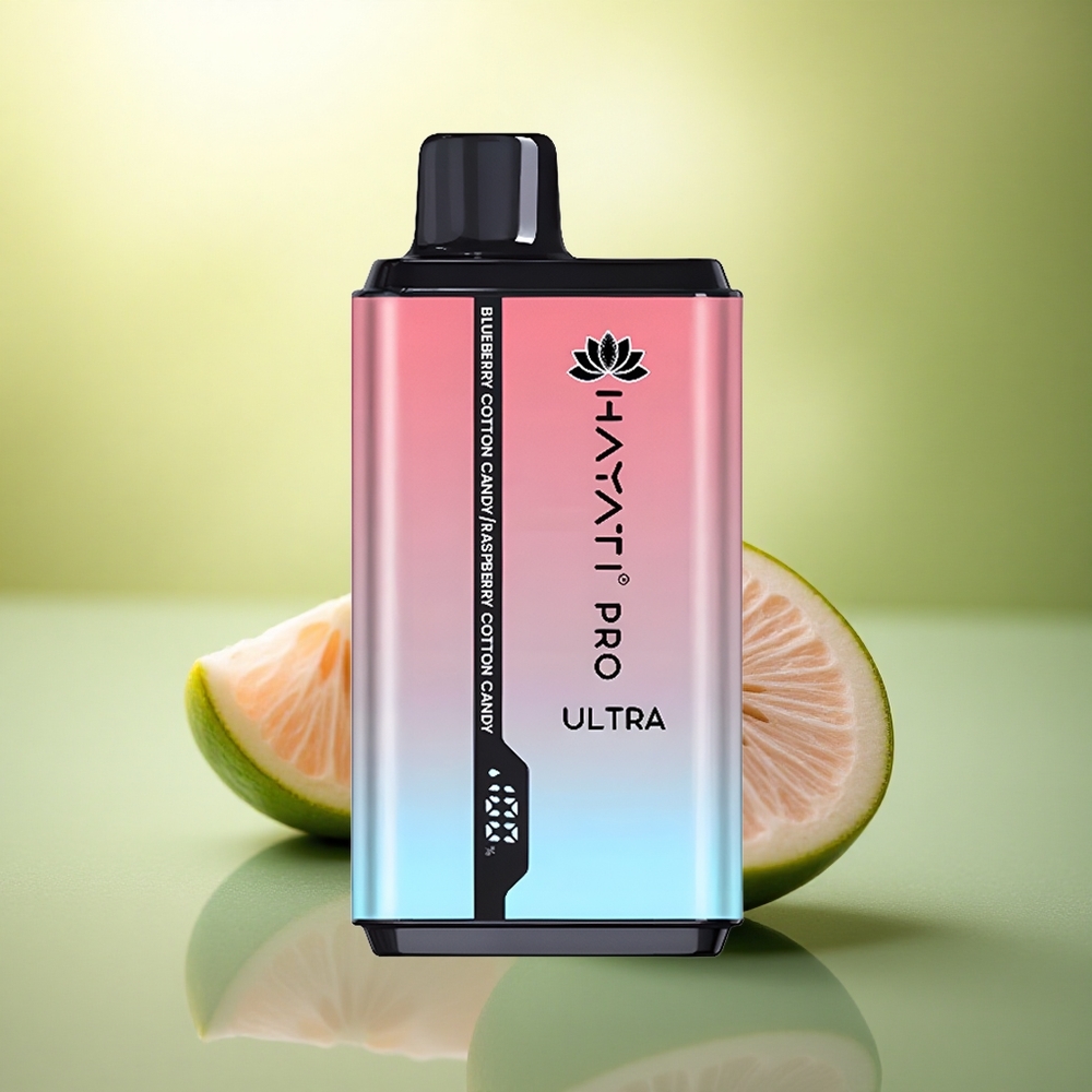 Hayati Pro Ultra 15000 Puffs Barbe à Papa Myrtille Framboise 850mAh 2% Nicotine