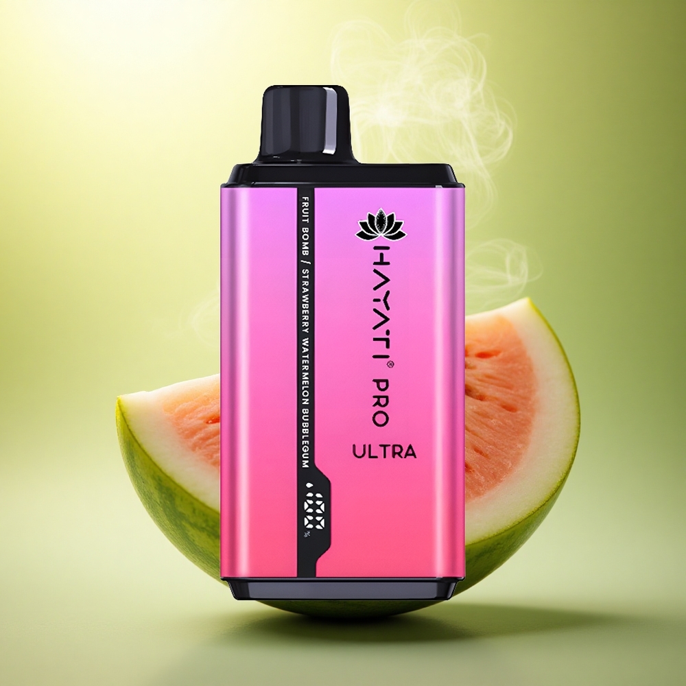 Hayati Pro Ultra 15000 Puffs Bombe Fruitée Fraise Pastèque Bubblegum 850mAh 12ml 2% Nicotine