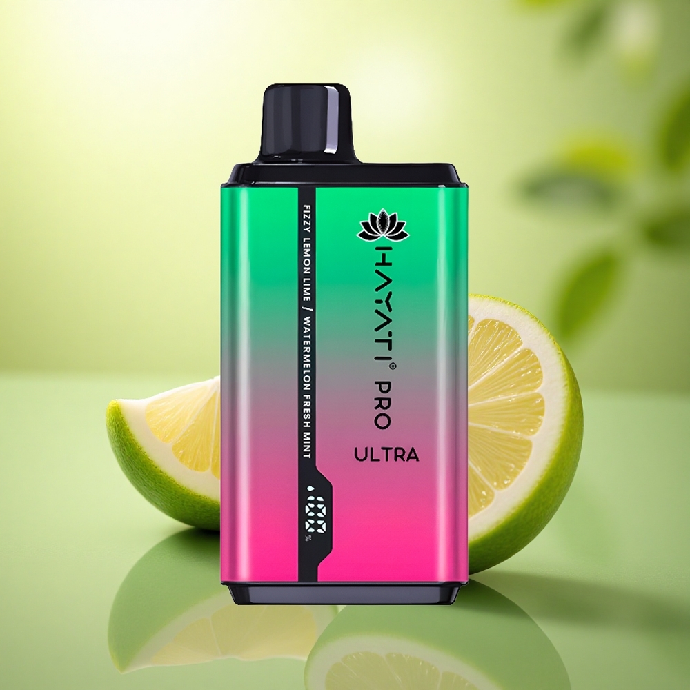 Hayati Pro Ultra 15000 Puffs Citron Pétillant & Lime Pastèque Menthe Fraîche avec 850mAh et 2% de nicotine
