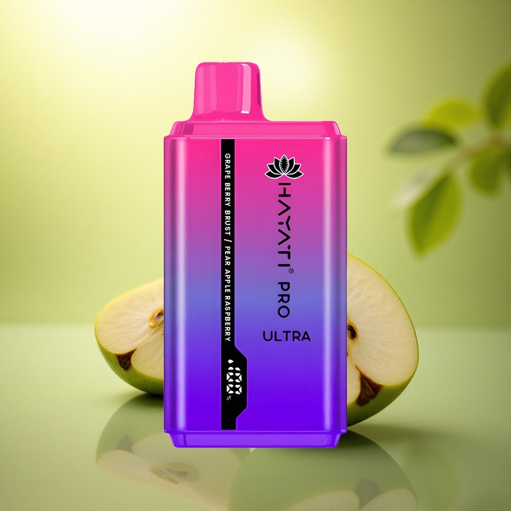 Hayati Pro Ultra 15000 Puffs Éclat de Baie de Raisin Poire Pomme Framboise avec 2% de nicotine et 850mAh